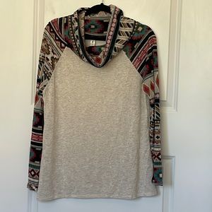 Vanilla Bay Aztec Cowl Neck Top Large